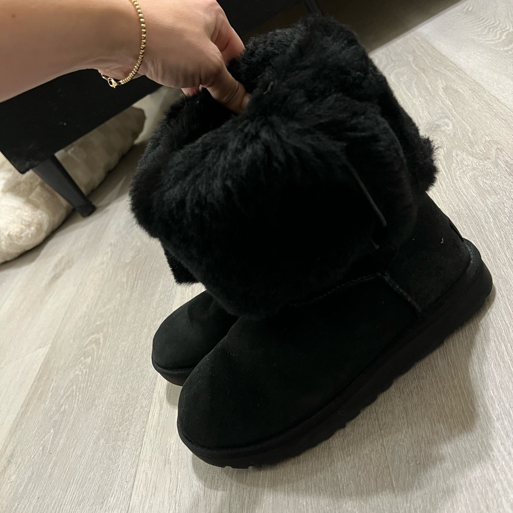 Women's Black Fur-Lined UGG Boots